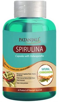 Spirulina with Ashwagandha (Спирулина с Ашвагандхой) - источник полезных веществ, 60 капсул - фото 11716