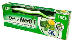 Зубной освежающий гель Dabur Herb'l с лимоном и мятой - фото 6223