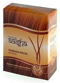 Золотисто-коричневая травяная краска для волос Aasha Herbals - фото 6257