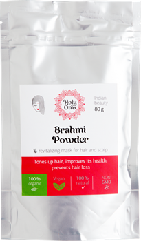 Brahmi churna (порошок Брами), 80 гр. - оживляет волосы, предотвращает возрастные изменения и выпадение волос - фото 6982